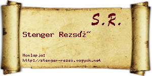 Stenger Rezső névjegykártya
